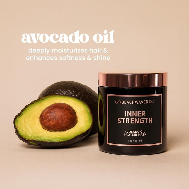 The Beachwaver Co Inner Strength Hair Mask Full Size 8 Oz Strengthening Vegan Hair Treatment Infused with Avocado Oil Si