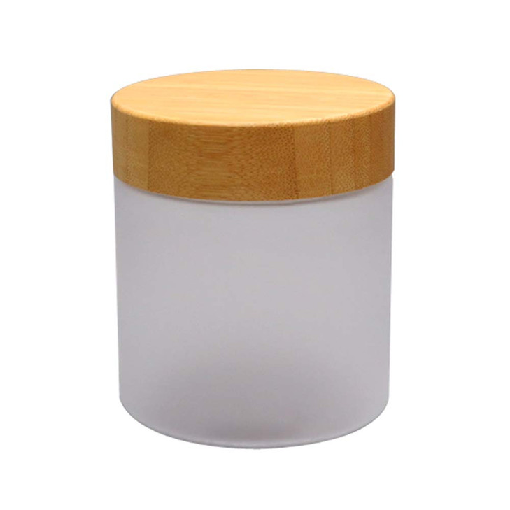 1Pcs 250ml/8.5oz PET Frosted Transparent Empty Refillable Cosmetic Jar with Bamboo Lid Cosmetic Cream Pot Tin Box Case Container Dispense Bottle for
