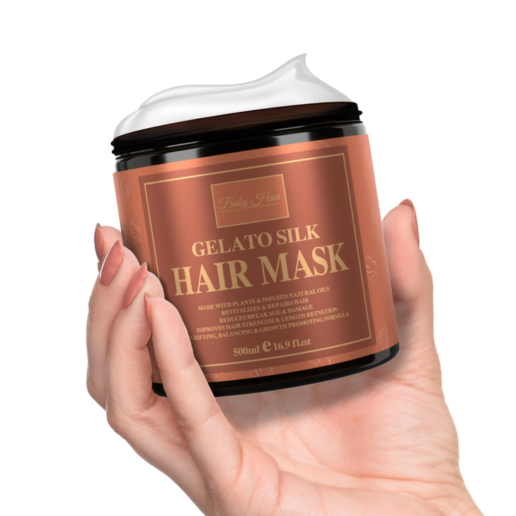 Baby Hair Gelato Silk Hair Mask for Women Hydrolyzed keratin Straight and Curly Hair Ginger Olive and Argan Oil Hair Mas