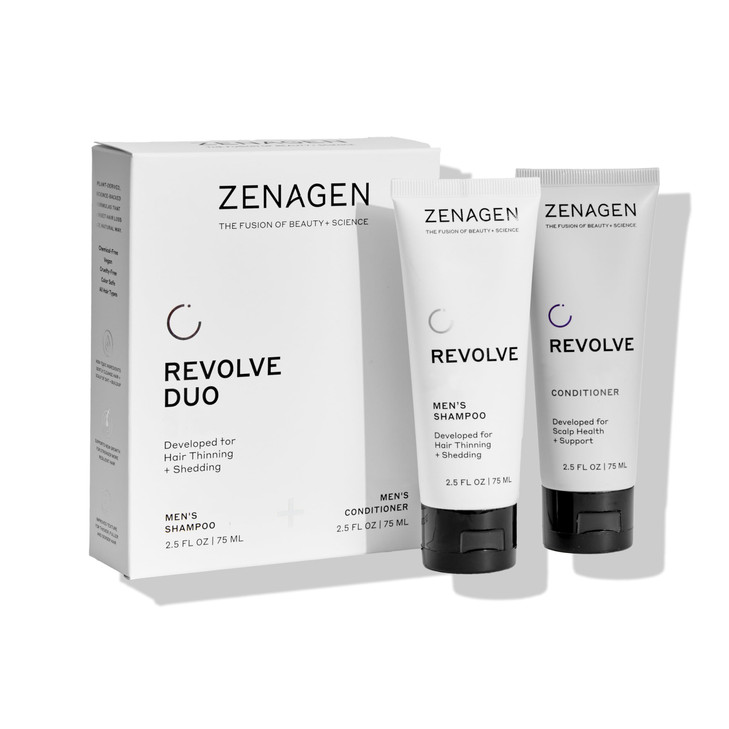 ZENAGEN Revolve Mens Travel Kit Shampoo Conditioner for Fine Visibly Thin Hair Promotes Thicker Fuller Hair PlantBased F