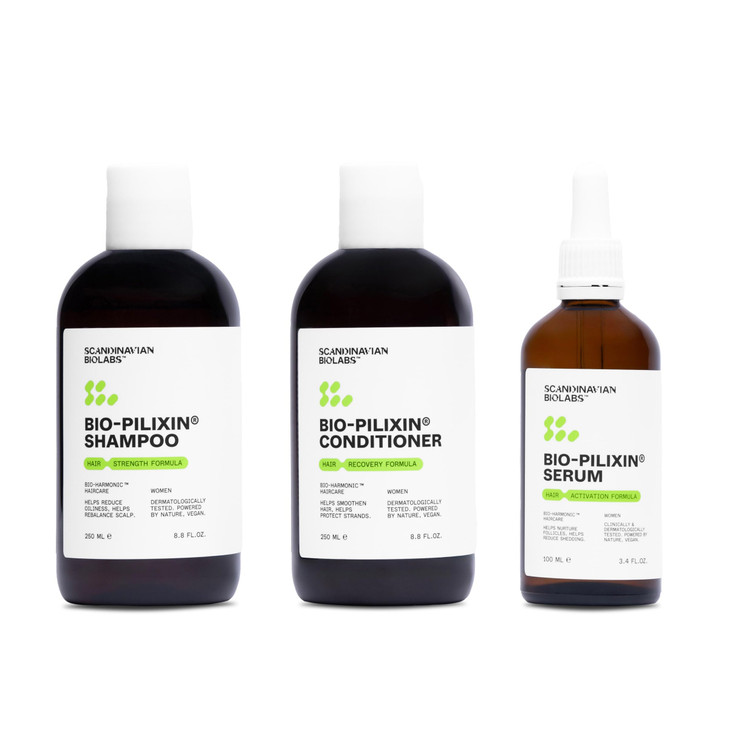 Scandinavian Biolabs BioPilixin Routine For Women Helps with Hair Shedding Nurtures Hair Follicles Enhances Hair Strengt