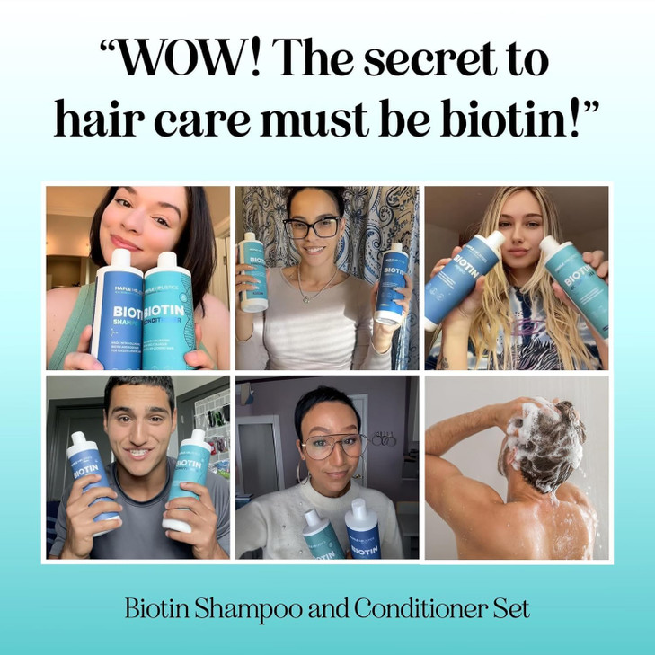 Rosemary Biotin Shampoo and Conditioner Set Volumizing Shampoo and Conditioner for Thinning Hair for Women Men with Nour