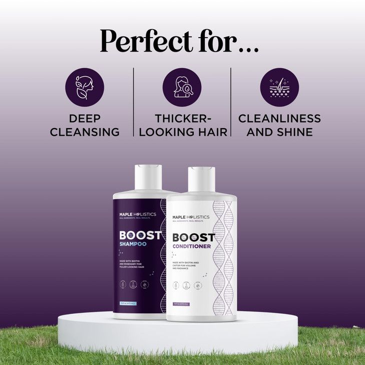 Advanced Biotin Shampoo and Conditioner Set Sulfate and Paraben Free Shampoo and Conditioner for Thinning Hair with Rice