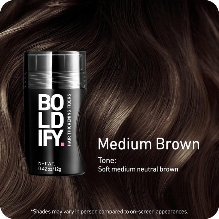 BOLDIFY Hair Fibers 12g Fill In Thinning and Fine Hair for an Instantly Fuller Thicker Look 14 Shades for Women Men Medi