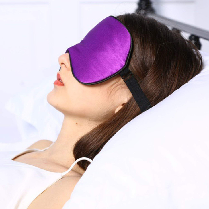 Axgo EM110P Soft Silk Mask & Blindfold with Adjustable Head Strap for Sleeping Night Eyeshade, Eye Cover for Travel, Shift Work & Meditation (Purple)