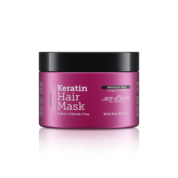 Jenoris Keratin Hair Mask for Dry Damaged Frizzy Hair Deep Conditioning Treatment with Natural Omega 369 Complex Pistach