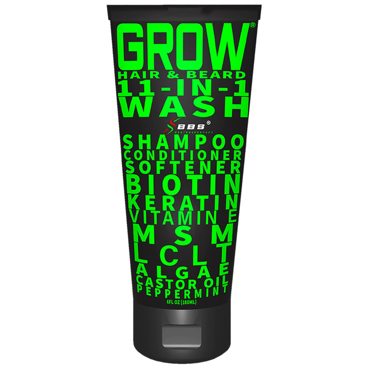 Beard Wash Shampoo Conditioner 11in1 GROW Hair Beard Growth Wash with Biotin Castor Oil Peppermint Keratin Supports Thic
