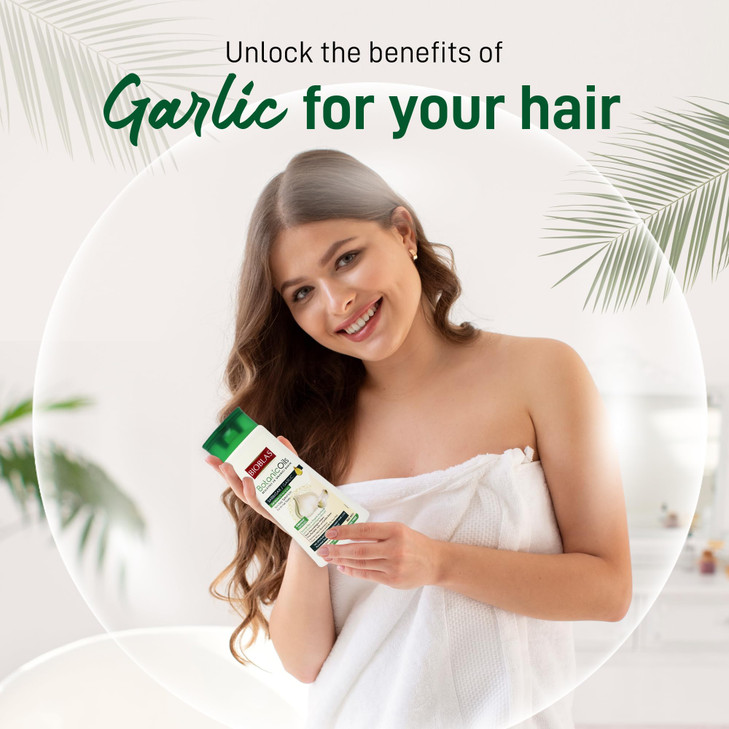 Bioblas Garlic Shampoo Odorless Unscented Hair Growth Formula for Men Women Clarifying Treatment to Cleanse Roots Scalp