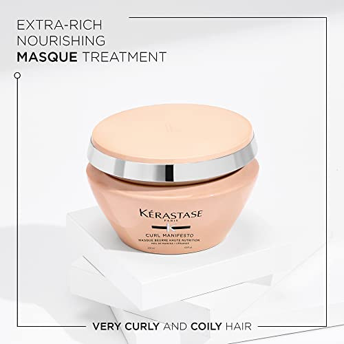 KRASTASE Curl Manifesto Beurre Haute Nutrition Hair Mask Strengthens Prevents Breakage Adds Softness Shine for All Wavy