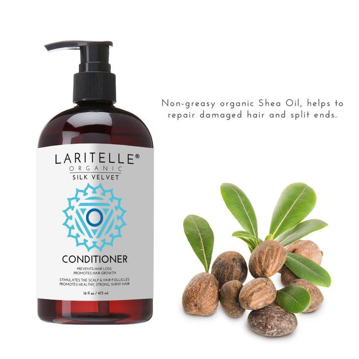 Laritelle Organic Conditioner 16 oz Organic Prunella Sesame Flaxseed Shea Keratin Biotin Renewing Hair Growth Rosemary G