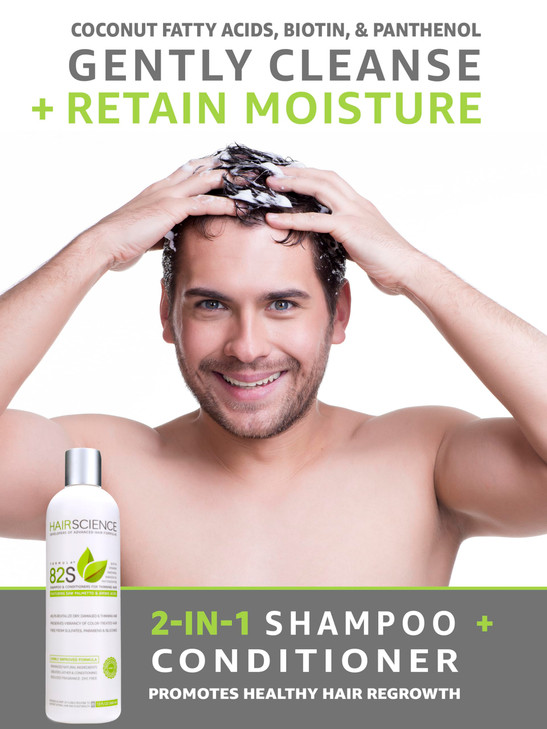 Hair Science Formula 82S DHTBlocking Shampoo for Thinning Hair Featuring Saw Palmetto Biotin Panthenol Keratin Provitami