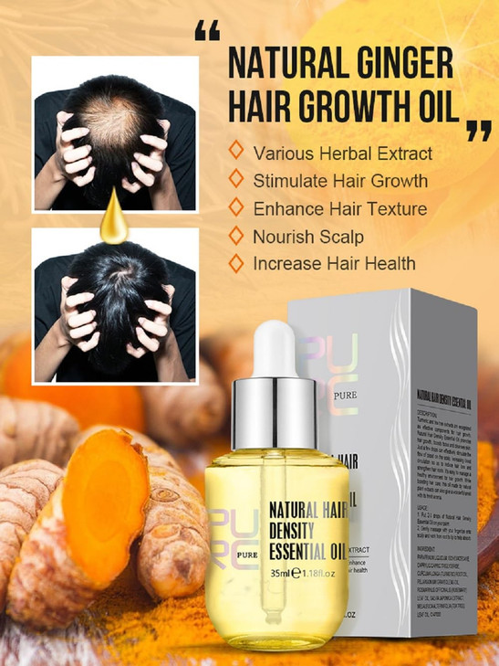 PURC Natural Hair Density Essential OilPURC Oil for Hair GrowthNatural Hair Regrowth Serum for Women Men35 ML2 PCS