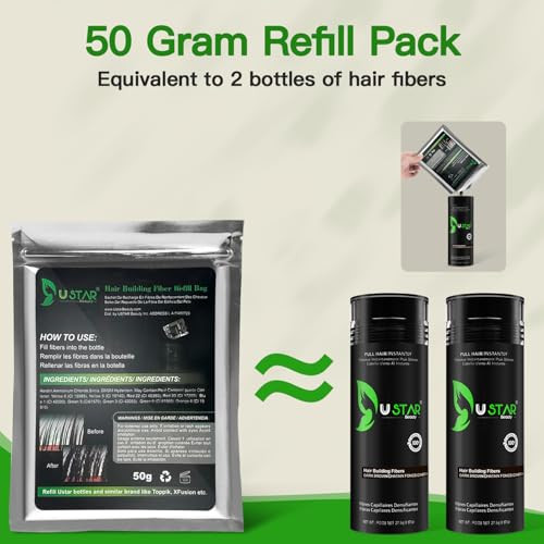 USTAR Hair Building Fibers Refill Bag 50 Gram Dark Brown