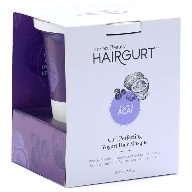Coconut Acai Curl Perfecting Yogurt Hair Mask for Curly and Wavy Hair Deep Conditioning Treatment with Natural Yogurt Co