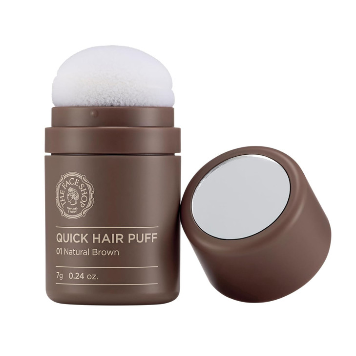 The Face Shop Quick Hair Puff Natural Brown Root Touch Up Hair Color Hairline Powder Conceals Hair Loss Hair Topper for