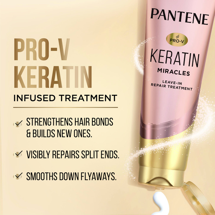 Pantene Keratin LeaveIn Conditioner with Argan Oil Protein Treatment for Dry Damaged ColorTreated Hair Repairs Split End