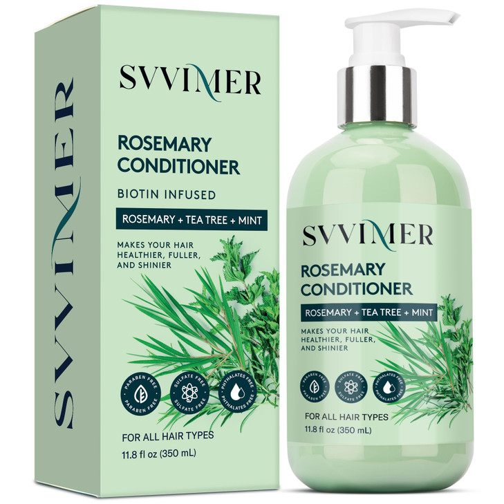 Svvimer Rosemary Hair Thickening Conditioner Thickening Moisturizing Product with Biotin for Women Men for Damaged Dry T