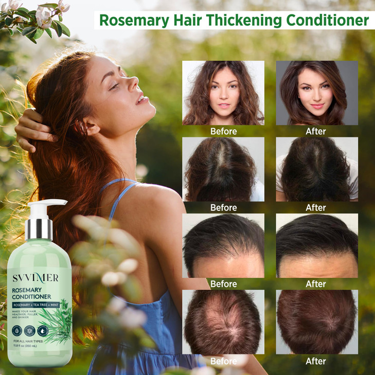 Svvimer Rosemary Hair Thickening Conditioner Thickening Moisturizing Product with Biotin for Women Men for Damaged Dry T