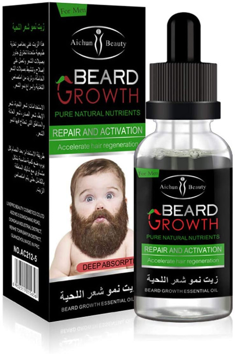 AICHUN BEAUTY Beard Oil Mustache Hair Pure Natural Nutrients Skin Cleansing Vitamins Grapefruit Seed Oil Ginger Andrea H