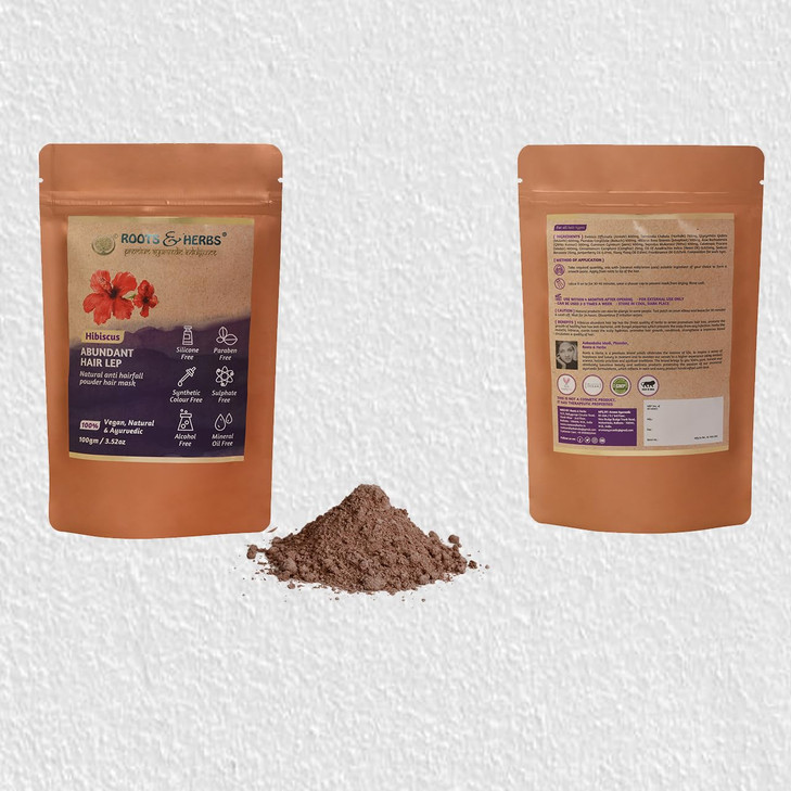 ROOTS AND HERBS Ayurvedic Hair Mask Natural Treatment 100 Vegan No Paraben Hibiscus Abundant Powder Hair Lep Home Spa Tr