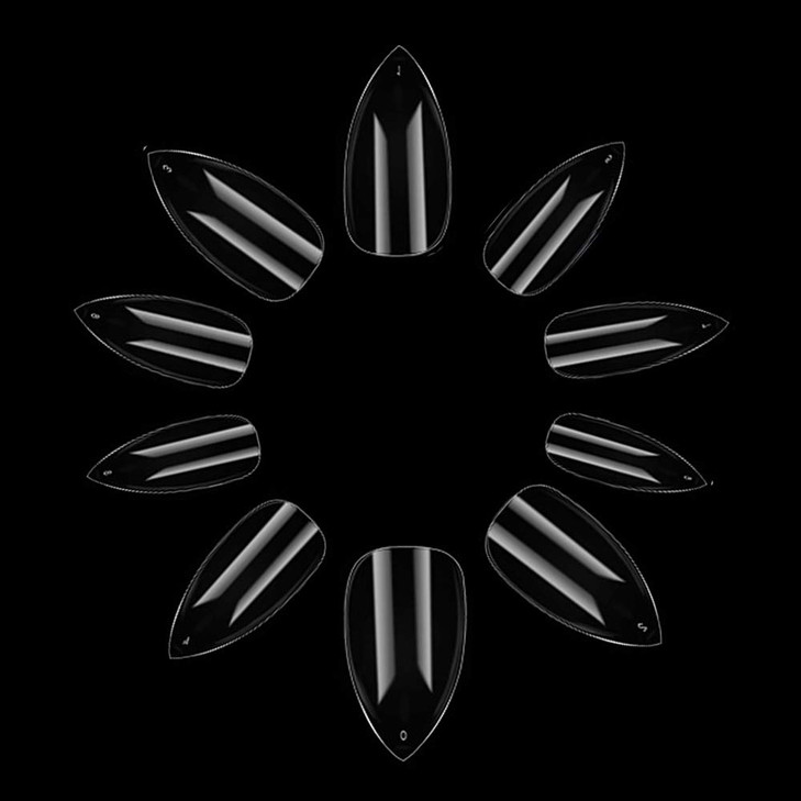 HerMia 600pcs Almond Shaped Nail Tips Artificial Full Cover False Flake Nail Tips 10 Sizes Acrylic Clear Nails for Nail Salon Nail Shop DIY Nail Exte