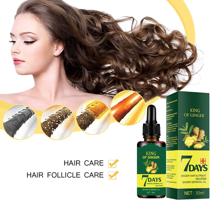 Ginger Hair Growth Germinal Oil Regrow 7 Days Ginger Germinal Serum for Nourishing Hair Roots 30ML 3pcs