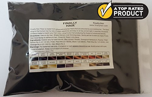 Finally Hair Hair Fiber Refill 100 Grams For Hair Loss Concealing by Finally Hair Black