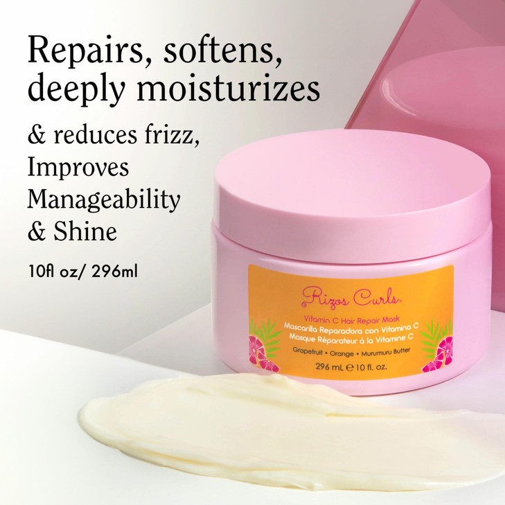 Rizos Curls Vitamin C Hair Repair Mask Deeply Moisturizes Hydrates Softens Minimize Frizz while Adding Shine For Dry Dam