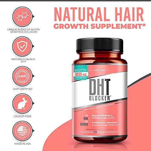 DHT Blocker for Hair Growth with Saw Palmetto Biotin Keratin Collagen for Hair Skin and Nails Vitamins for Women Hair Re