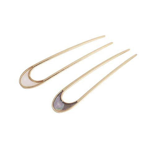 Aeyistry 2 PCS Simple hair Sticks Vintage Metal Hair Pins Moon Elegant Hair Chopsticks U-shaped Headdress Hair Styling Accessories for Woman and Girl