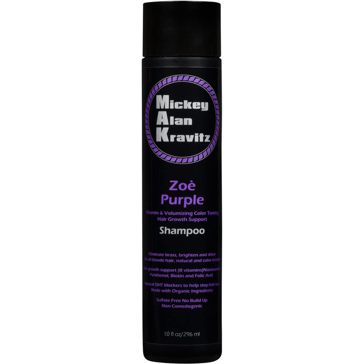 Zoe Purple Color toning vitamin hair growth shampoo with Biotin and natural DHT blockers to help stop hair loss and fast