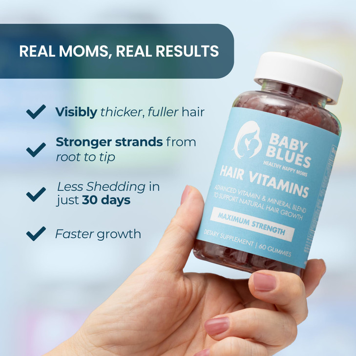 Baby Blues Postpartum Hair Loss Vitamins Passion Fruit Gummies with Biotin Collagen Folate