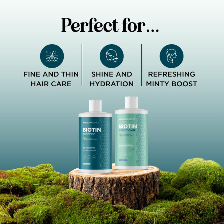Volumizing Biotin Shampoo and Conditioner Set Sulfate Free Shampoo and Conditioner for Dry Damaged Hair Care Thinning Ha