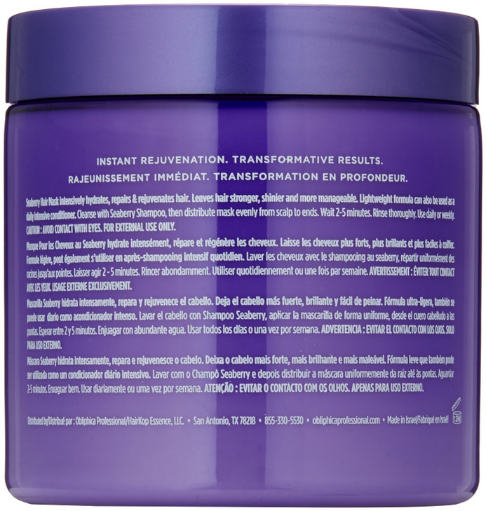 Obliphica Medium to Coarse Seaberry Mask 105 Pound Nourishing and Restorative Hair Treatment for Medium to Coarse Hair T