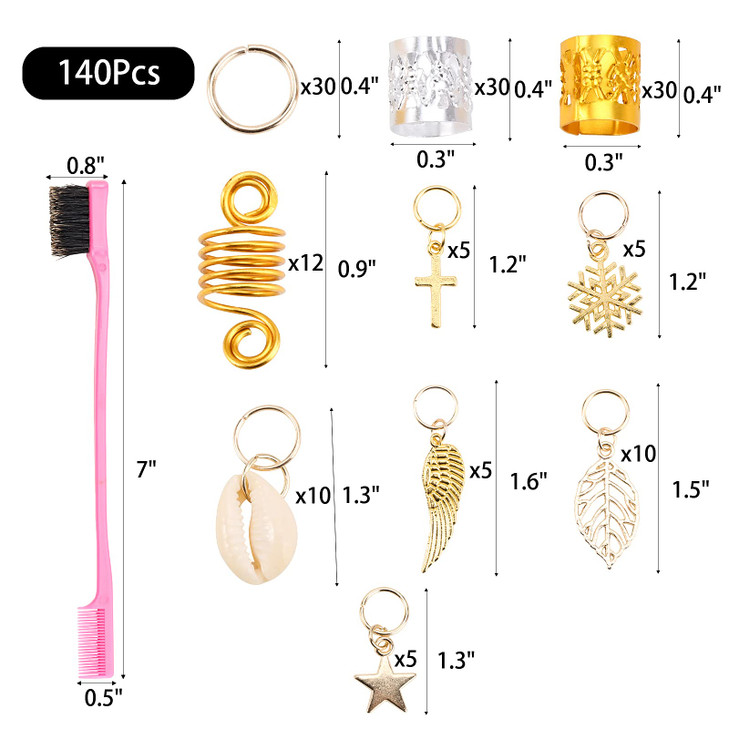 200 Pcs Loc Hair Jewelry for Braids, Metal Gold and Silver Hair Charms for Women, Hair Beads Rings Cuffs Dreadlocks Accessories Decoration
