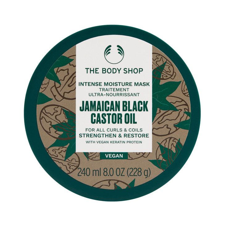 The Body Shop Jamaican Black Castor Oil Hair Mask Strengthen and Restore For Curls and Coils Vegan 8 Oz