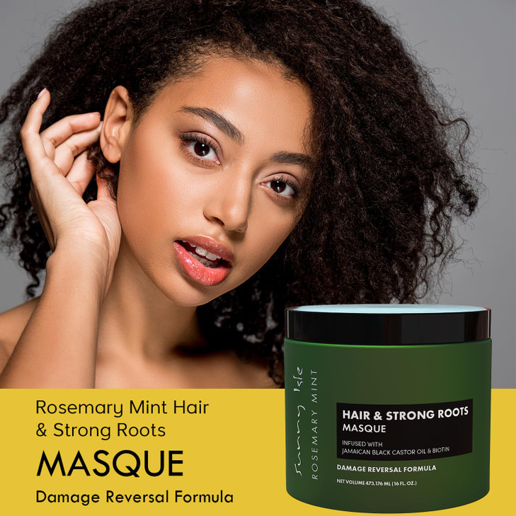 Sunny Isle Rosemary Mint Hair and Strong Roots Masque 16oz Infused with Biotin and Jamaican Black Castor Oil Double Grow