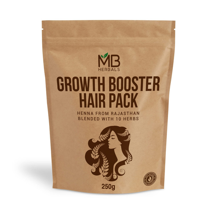 MB Herbals Growth Booster Hair Pack Blend of Henna Shikakai Amla Brahmi Bhringraj Aloe Vera Neem Hibiscus Curry Leaves F