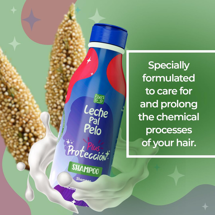 Leche Pal Pelo Quinoa Rice Protein Color Guard Shampoo Tinted and Treated Hair Softens Hydrates SLS Free Vegan 149 oz