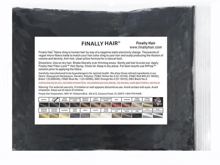 Finally Hair Fiber Refill 100 Grams Soft Black Hair Loss Concealing by Finally Hair Soft Black