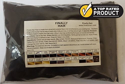 Finally Hair Fiber Refill 100 Grams Soft Black Hair Loss Concealing by Finally Hair Soft Black