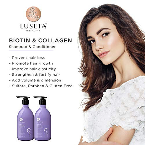 Luseta Biotin Collagen Shampoo Thickening for Hair Loss Fast Hair Growth Infused with Argan Oil to Repair Damaged Dry Ha