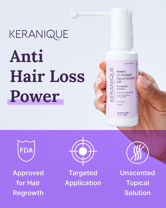 Keranique Hair Regrowth Treatment for Women 2 Minoxidil for Hair Growth Thickening Topical Solution Scalp Treatment for