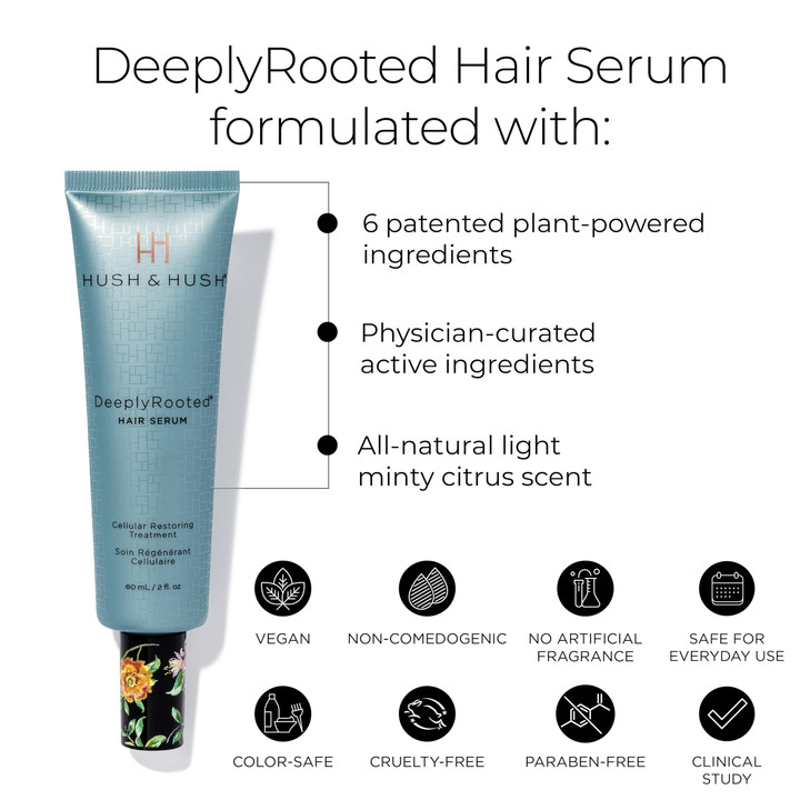 Hush Hush DeeplyRooted Hair Serum Cellular Restoring Treatment For Thin Aging Hair Plant Based Hair Care Products For Wo
