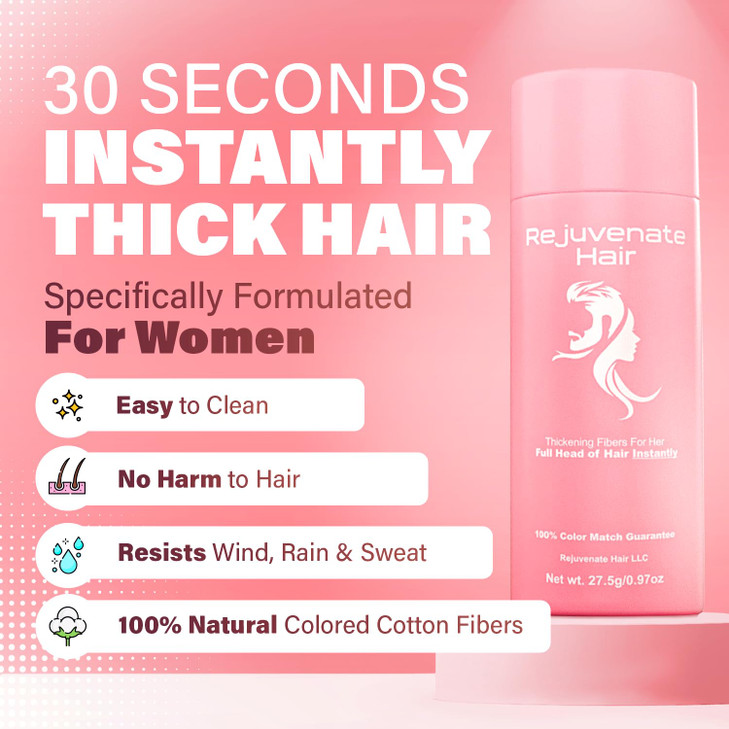 REJUVENATE Hair Fibers for Thinning Hair Auburn Undetectable Hair Powder for Women 100 Natural Hair Building Fibers Conc
