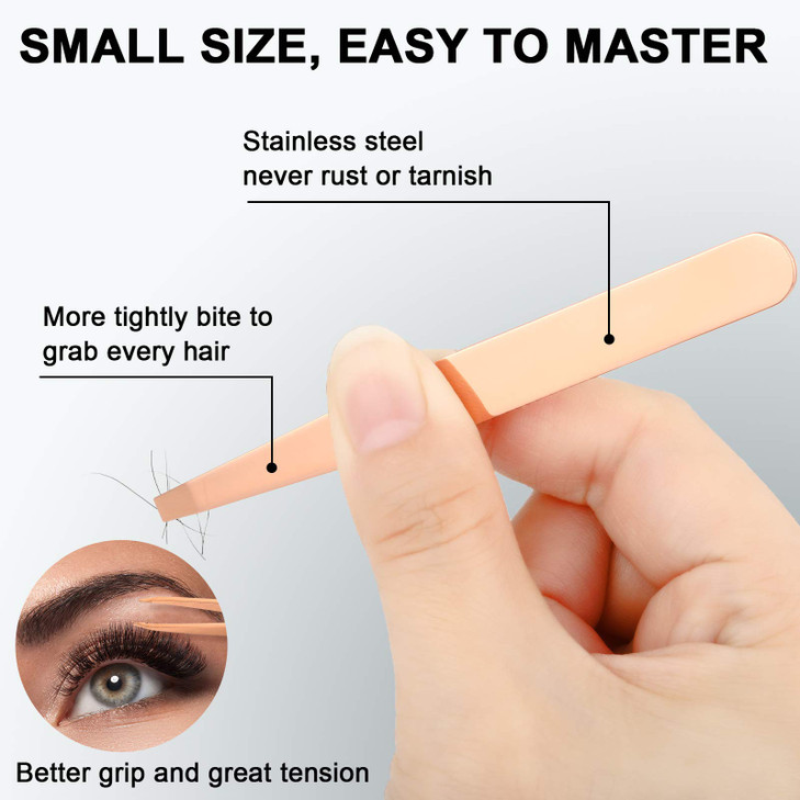 Honoson 6 Pcs Eyebrow Tweezers Set for Women Precision Tweezer for Eyebrows with Curved Scissors Eyelash Brush Girls Facial Hair Plucking Daily Beaut