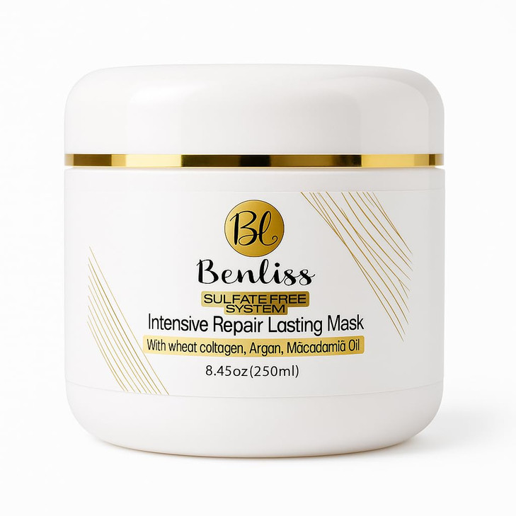 Benliss Intensive Repairs Lasting Hair Mask Deep Conditioner for Dry Damaged Curly Hair with Argan and Macadamia Oil 845