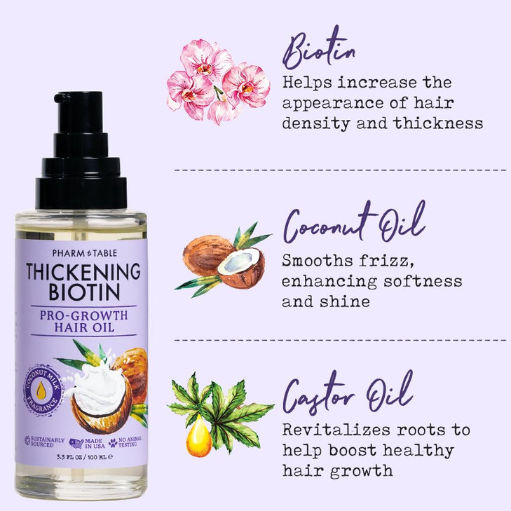PHARM TO TABLE Thickening Biotin ProGrowth Hair Oil 100ml