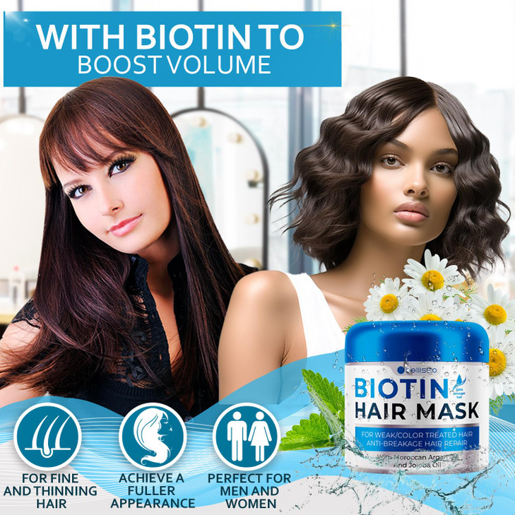 Biotin Hair Mask Volume Boost and Deep Conditioner for Dry Damaged Hair Hydrating Repair Treatment for Women and Men Moi