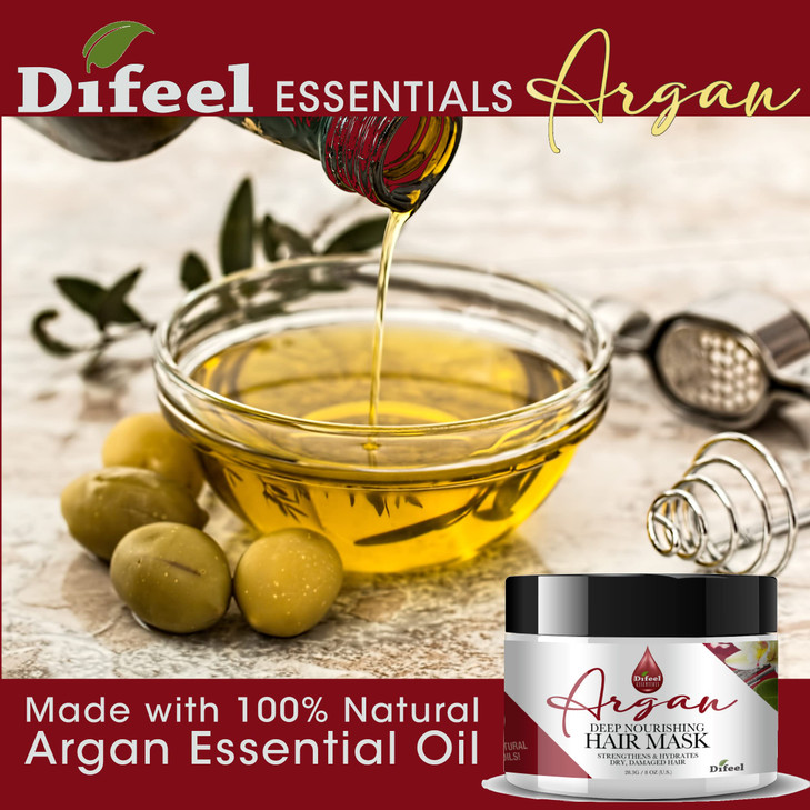 Difeel Essentials Deep Nourishing Argan Hair Mask 8 oz Deep Conditioning Hair Treatment Mask Dry Hair Treatment Mask mad